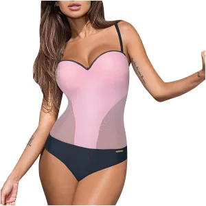 Womens Tummy Control One Piece Swimsuits Sexy Mesh Bathing Suits Color Block Slimming Monokini Swimwear Swimming Suits