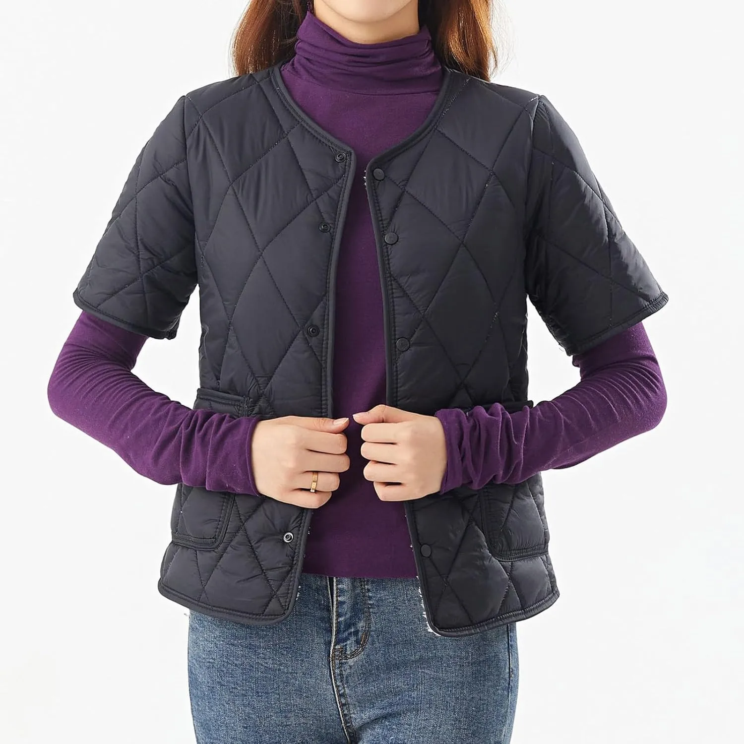 Womens Vintage Classic Solid Down Jacket LongSleeve Button Overcoat Warm Breathable Lightweight Outwear Winter Suits
