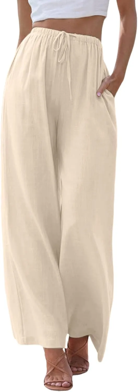 Women's Wide Leg Pants Winter ightweight Outfits Thermal with Pockets Water Resistant Elastic Waist