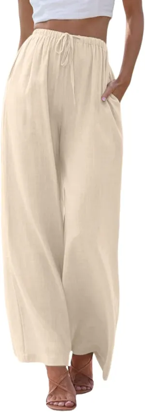 Women's Wide Leg Pants Winter ightweight Outfits Thermal with Pockets Water Resistant Elastic Waist