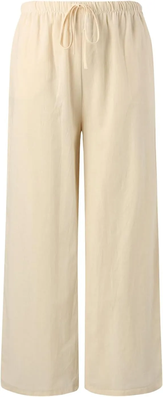 Women's Wide Leg Pants Winter ightweight Outfits Thermal with Pockets Water Resistant Elastic Waist
