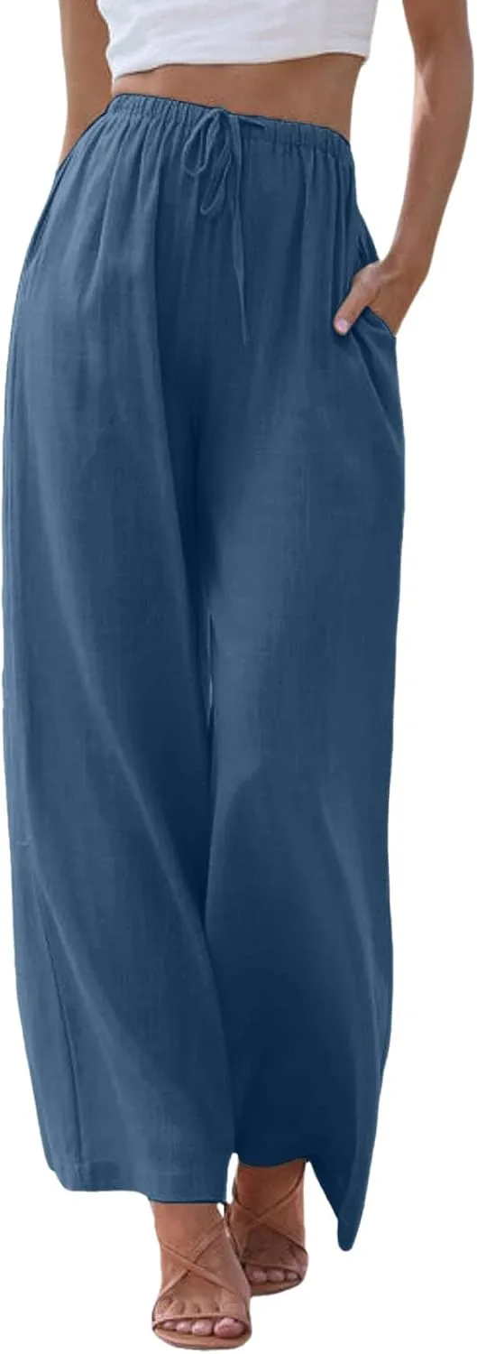 Women's Wide Leg Pants Winter ightweight Outfits Thermal with Pockets Water Resistant Elastic Waist