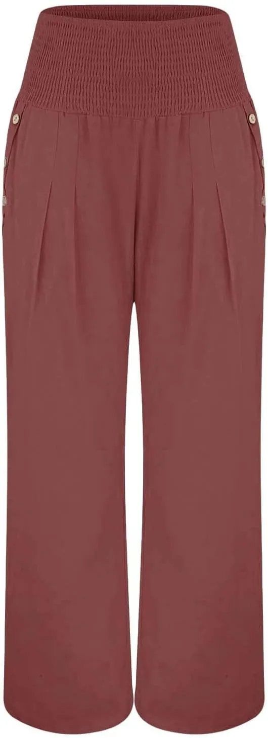 Women's Wide Leg Pants Winter ightweight Outfits Thermal with Pockets Water Resistant Elastic Waist