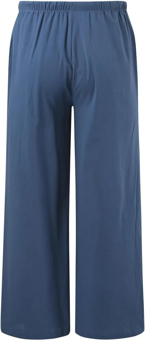 Women's Wide Leg Pants Winter ightweight Outfits Thermal with Pockets Water Resistant Elastic Waist