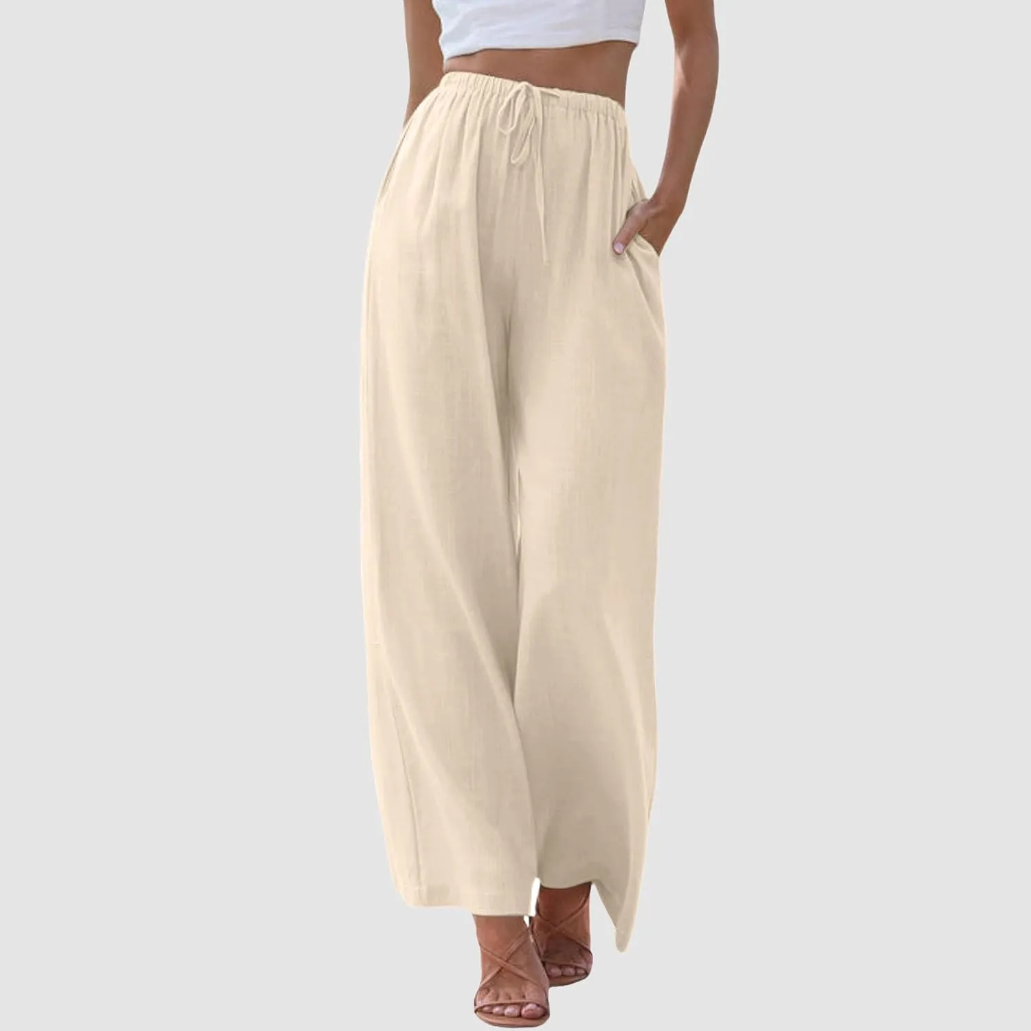 Women's Wide Leg Pants Winter ightweight Outfits Thermal with Pockets Water Resistant Elastic Waist