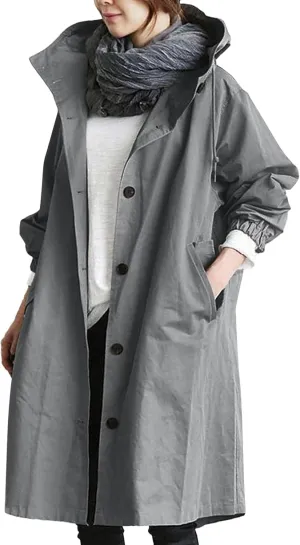 Women's Winter Wool Mid-Long Coat Notch Lapel Single-Breasted Trench Coat Outwear