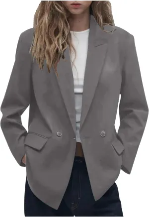 Xiaojmake Blazers for Women 2025 Trendy Business Casual Jacket Long Sleeve Open Front Cardigan Coat Spring Fashion Work Suit