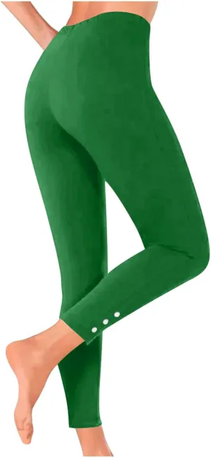 Xiaojmake Cinched Ankle Leggings with Button Accents Tummy Control High Waist Yoga Pants Athletic Yoga Leggings Loungewear