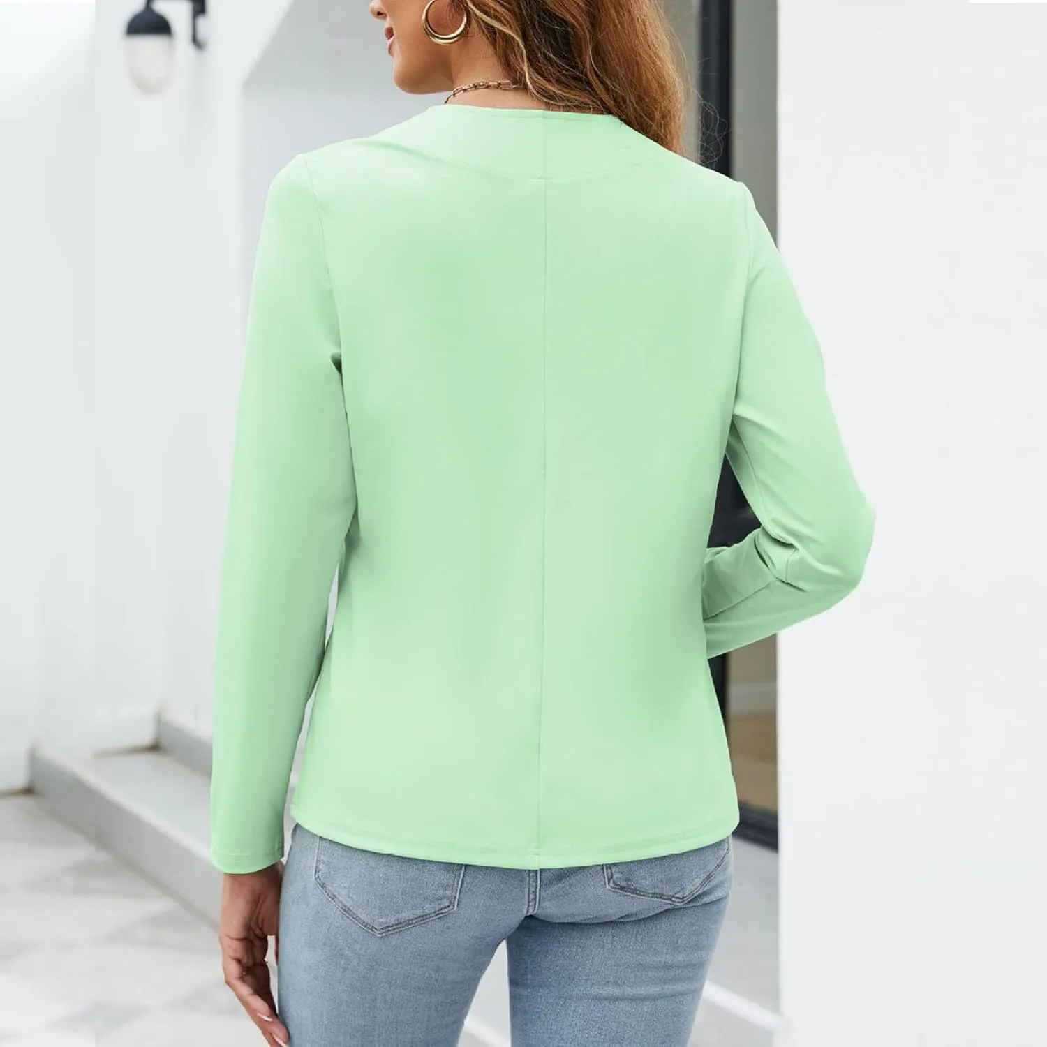 Xiaojmake Women's Open Front Cardigan Blazer Lightweight Dressy Casual Long Sleeve Business Jacket Trendy Fall Spring Coats