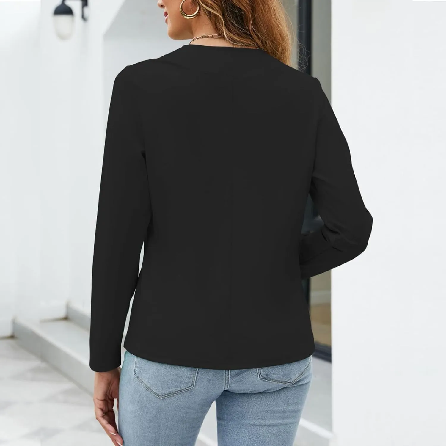 Xiaojmake Women's Open Front Cardigan Blazer Lightweight Dressy Casual Long Sleeve Business Jacket Trendy Fall Spring Coats