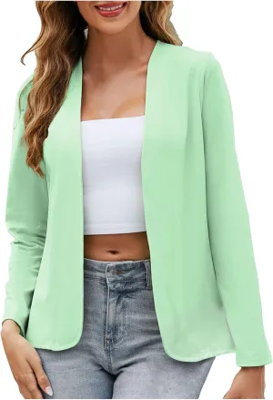 Xiaojmake Women's Open Front Cardigan Blazer Lightweight Dressy Casual Long Sleeve Business Jacket Trendy Fall Spring Coats