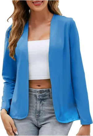 Xiaojmake Women's Open Front Cardigan Blazer Lightweight Dressy Casual Long Sleeve Business Jacket Trendy Fall Spring Coats