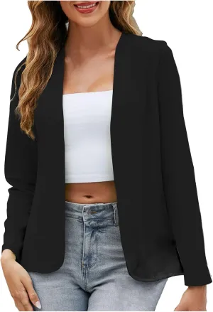 Xiaojmake Women's Open Front Cardigan Blazer Lightweight Dressy Casual Long Sleeve Business Jacket Trendy Fall Spring Coats