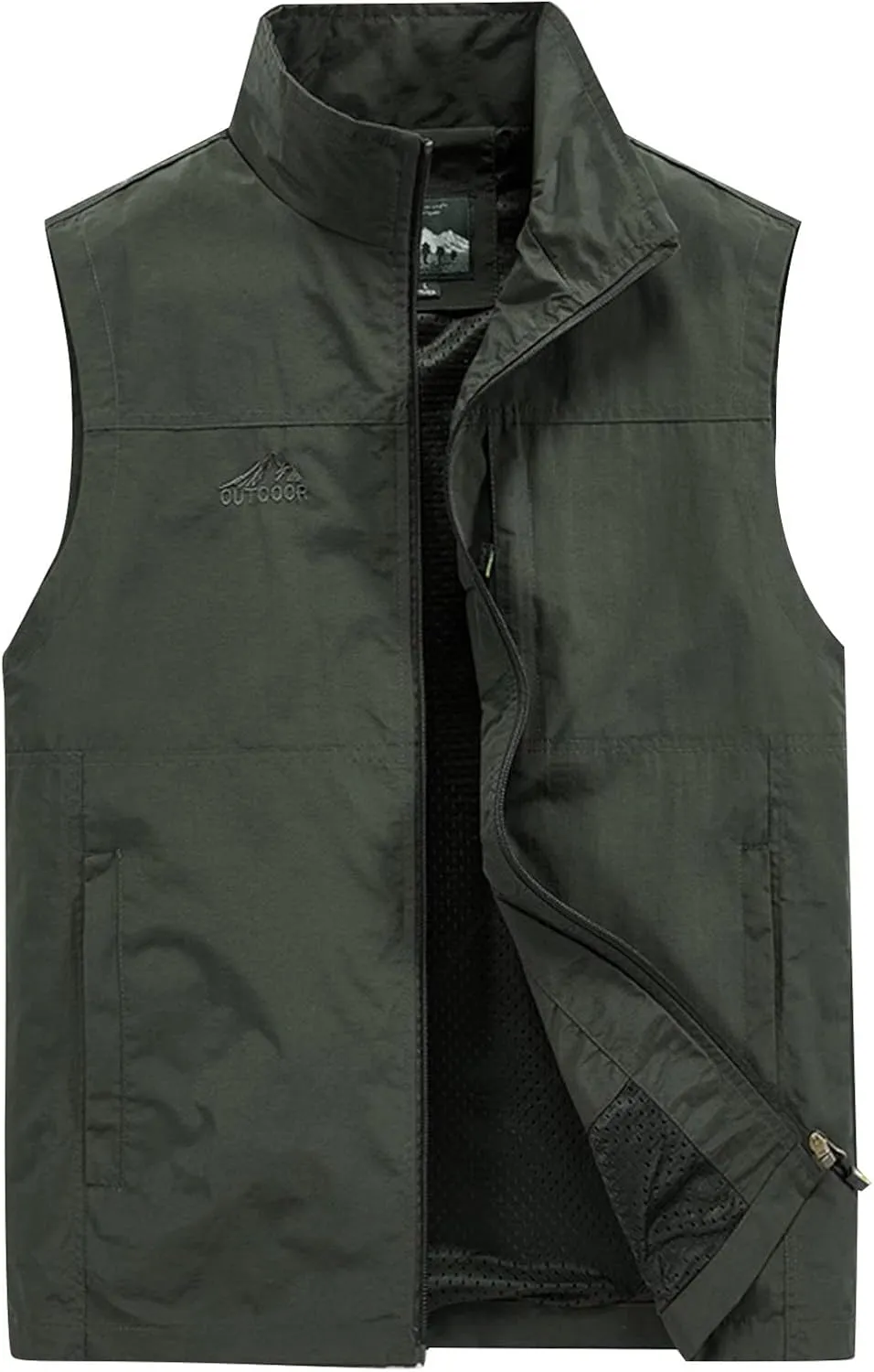 Ymosrh Men's Vests Outerwear Lightweight Outdoor Casual Zipper Stand Collar Padded Vest Coats Sleeveless Jacket Vest